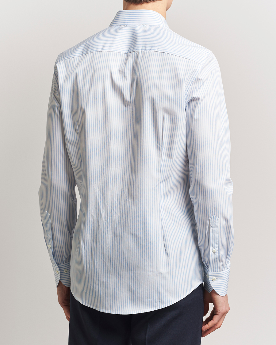 Hombres | Camisas | Stenströms | Slimline Striped Poplin Shirt White/Blue