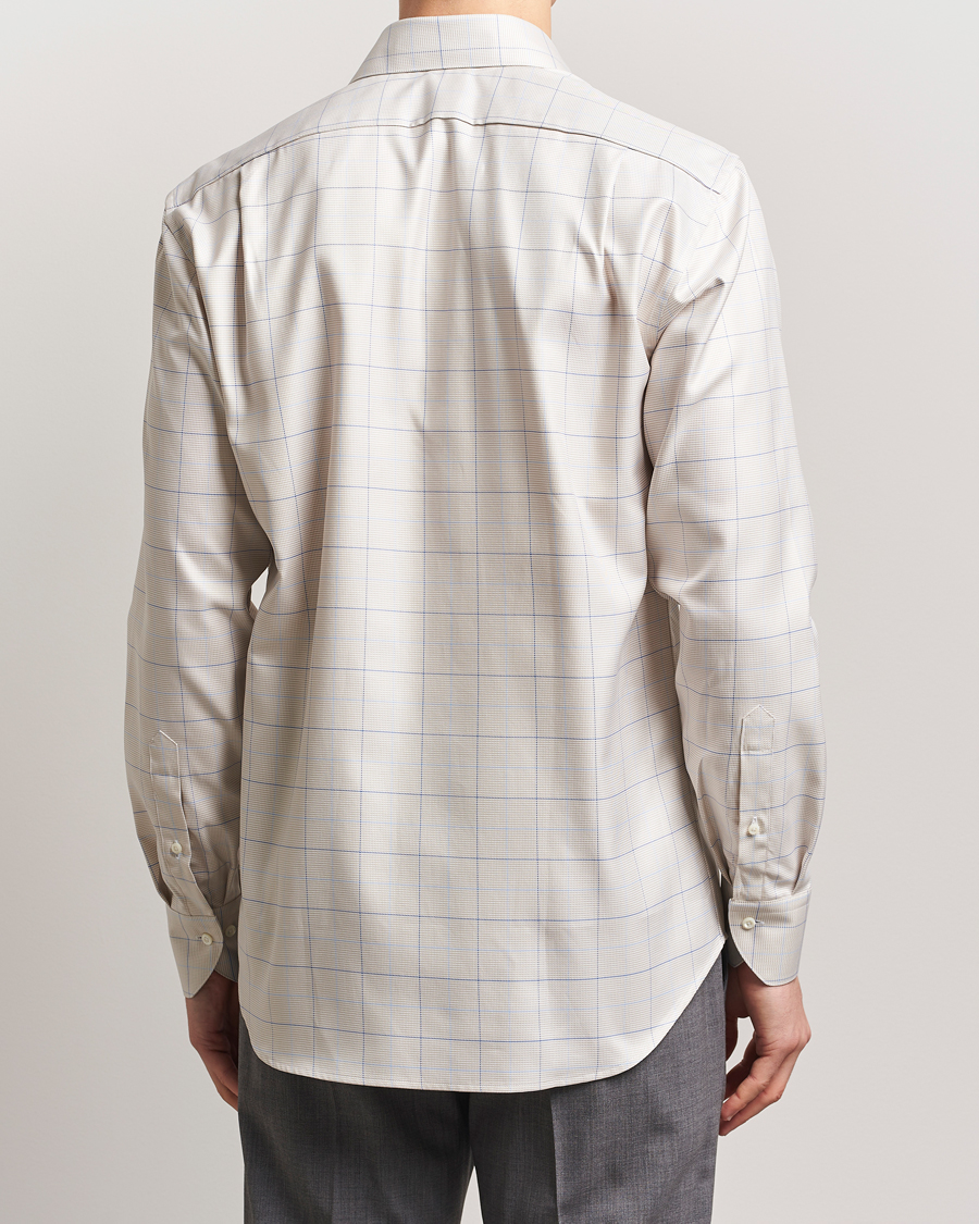 Hombres | Camisas | Stenströms | Fitted Body Checked Houndstooth Shirt Taupe