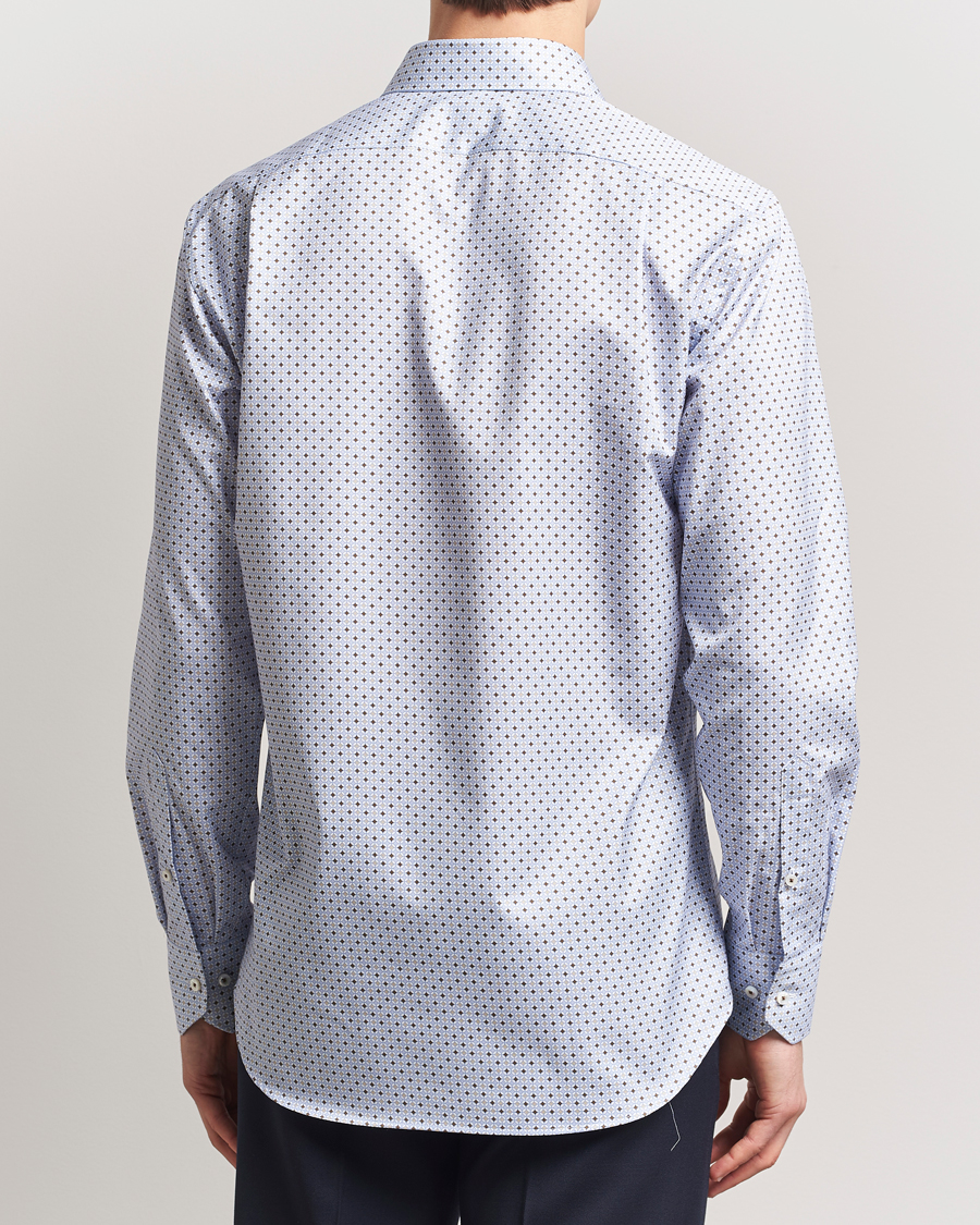 Hombres | Camisas | Stenströms | Fitted Body Printed Cut Away Shirt Blue