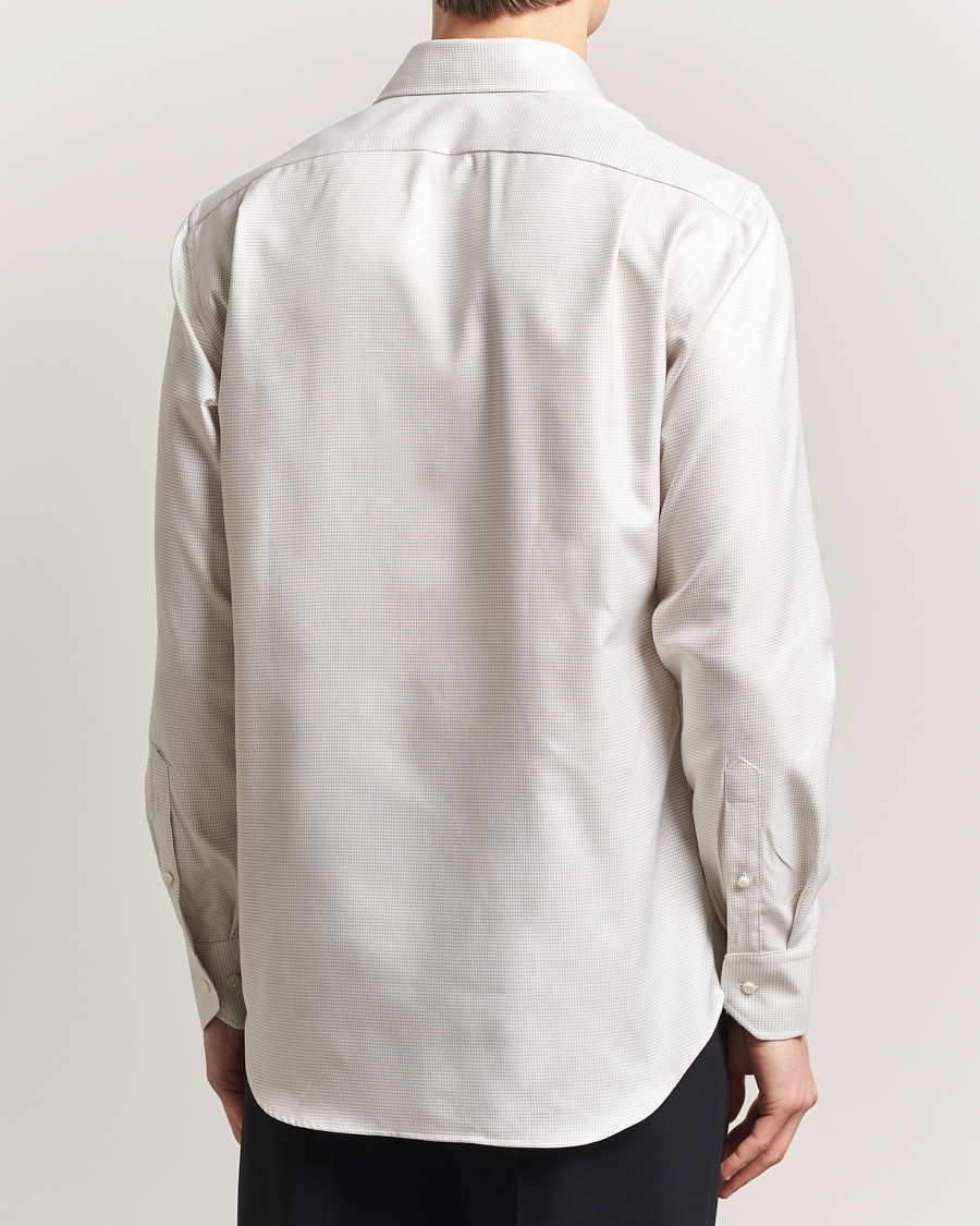 Hombres | Camisas | Stenströms | Fitted Body Small Houndstooth Shirt Beige