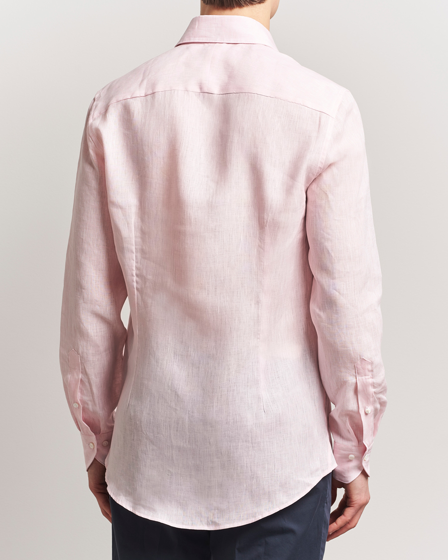 Hombres | Camisas | Stenströms | 1899 Slimline Linen One Piece Collar Shirt Pink