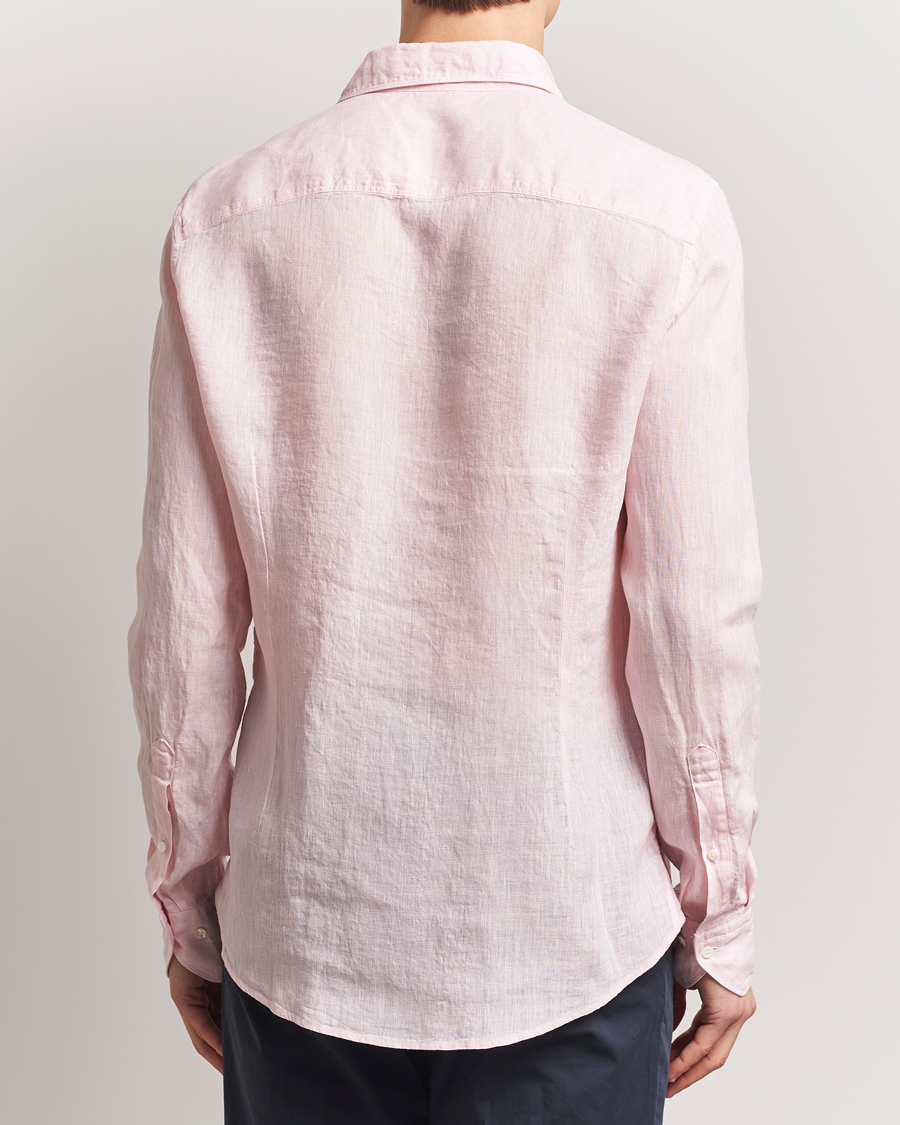 Hombres | Camisas | Stenströms | Slimline Cut Away Linen Shirt Soft Pink