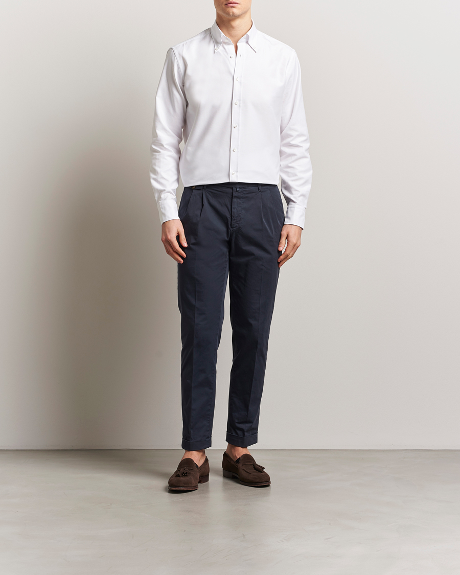 Hombres | Camisas | Stenströms | Fitted Body Heavy Oxford Shirt White