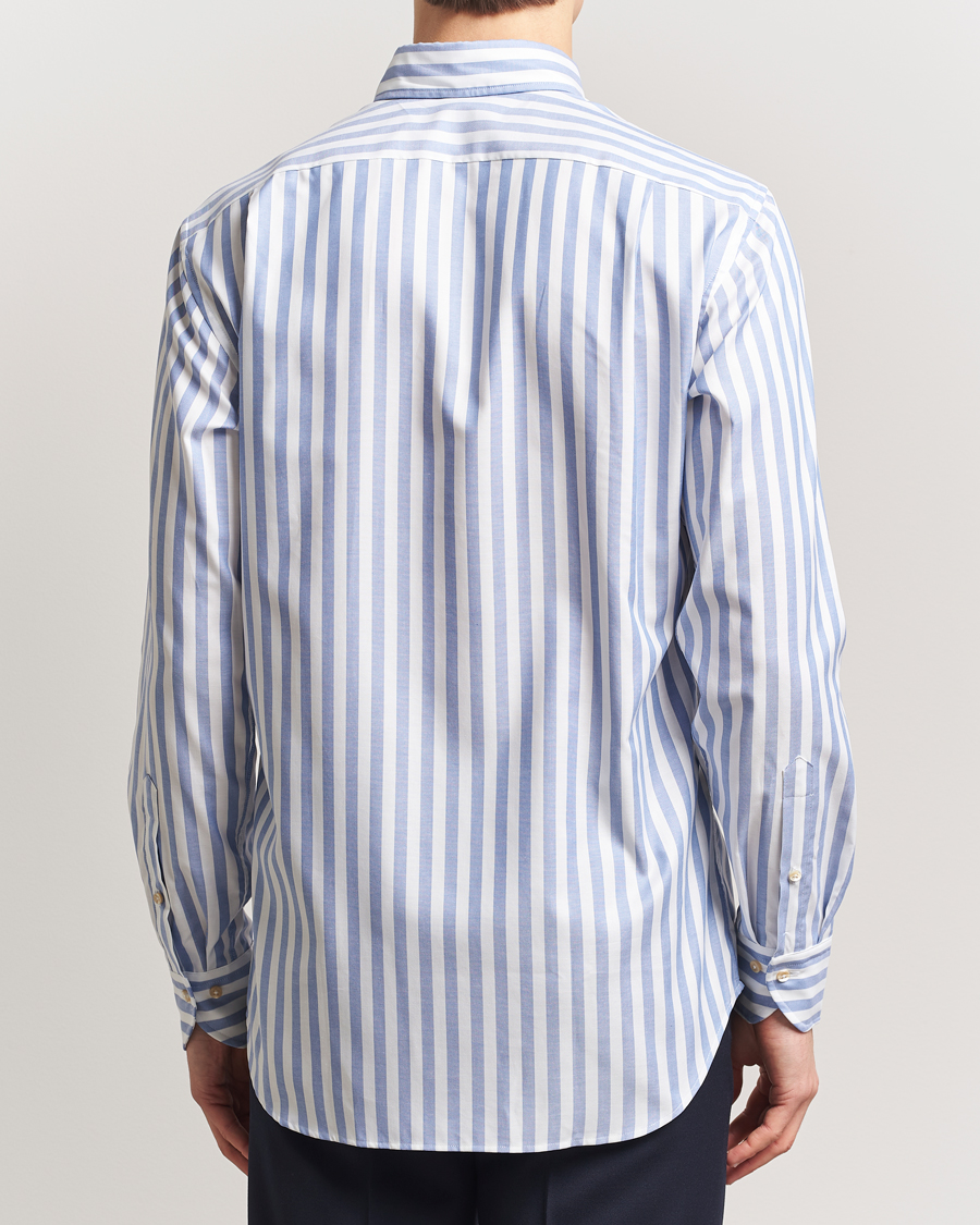 Hombres | Camisas | Stenströms | Fitted Body Wide Stripe Oxford Shirt Blue