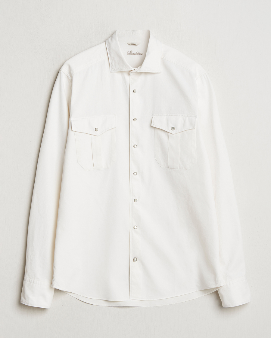 Hombres | Camisas | Stenströms | Slimline Double Pocket Shirt White