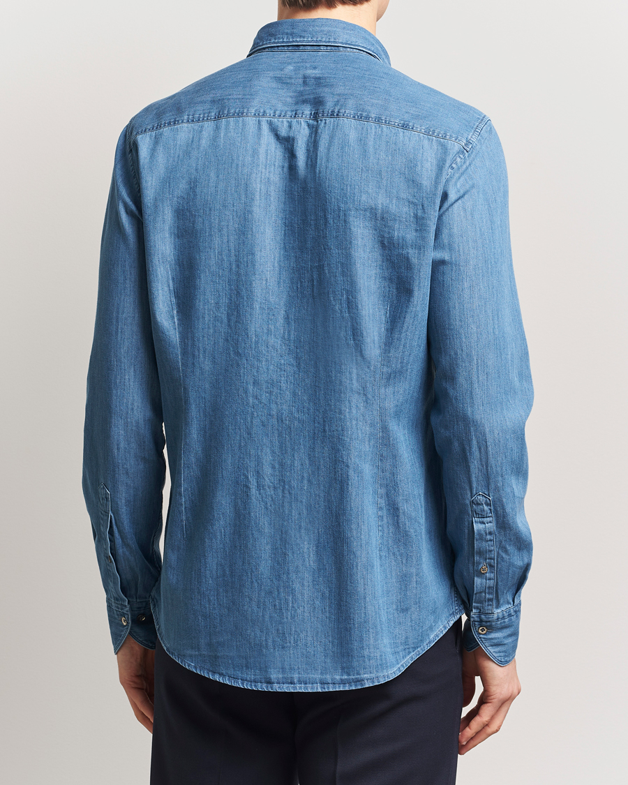 Hombres | Camisas | Stenströms | Slimline Denim Shirt Blue