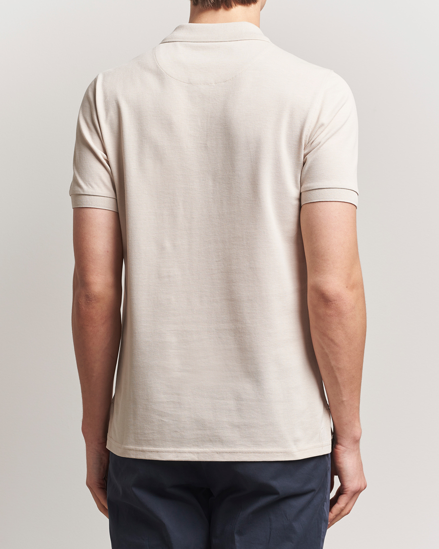 Hombres | Polos | Stenströms | Organic Cotton Piquet Polo Shirt Beige