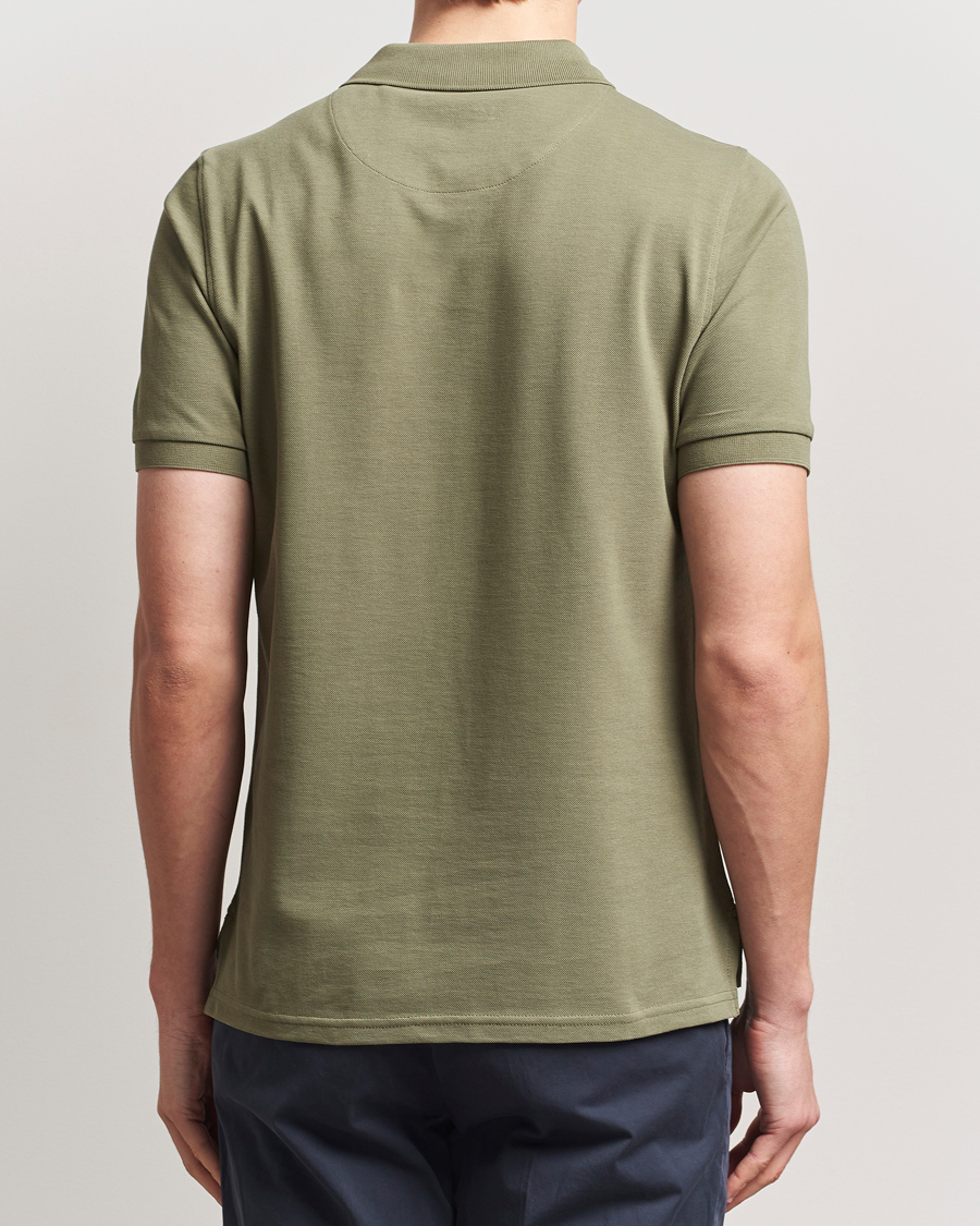 Hombres | Polos | Stenströms | Organic Cotton Piquet Polo Shirt Olive