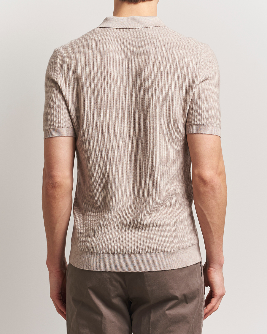 Hombres | Polos | Stenströms | Structured Merino Knitted Polo Beige