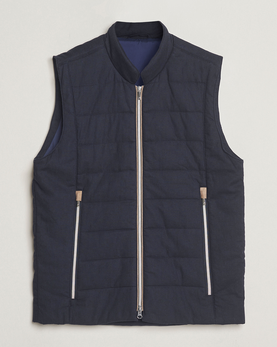 Hombres | Abrigos y chaquetas | Stenströms | Linen/Alcantar Vest Navy