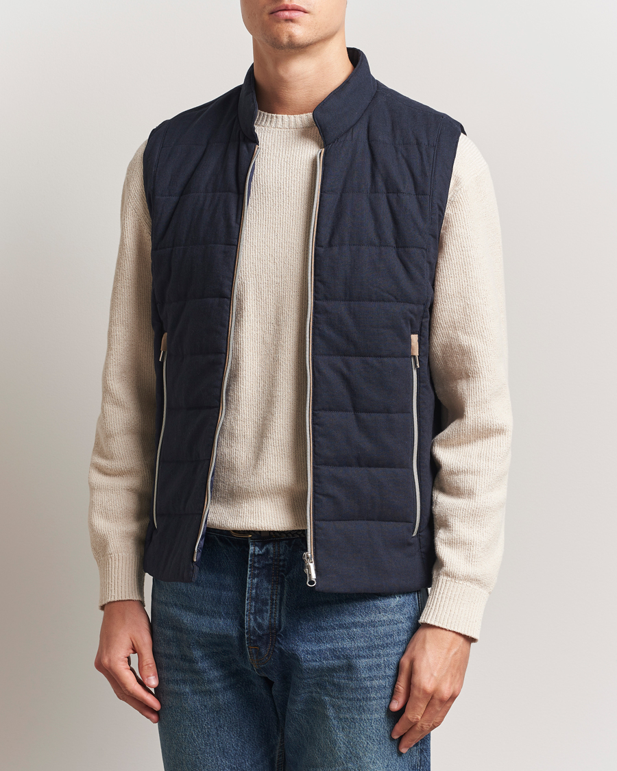 Hombres | Abrigos y chaquetas | Stenströms | Linen/Alcantar Vest Navy