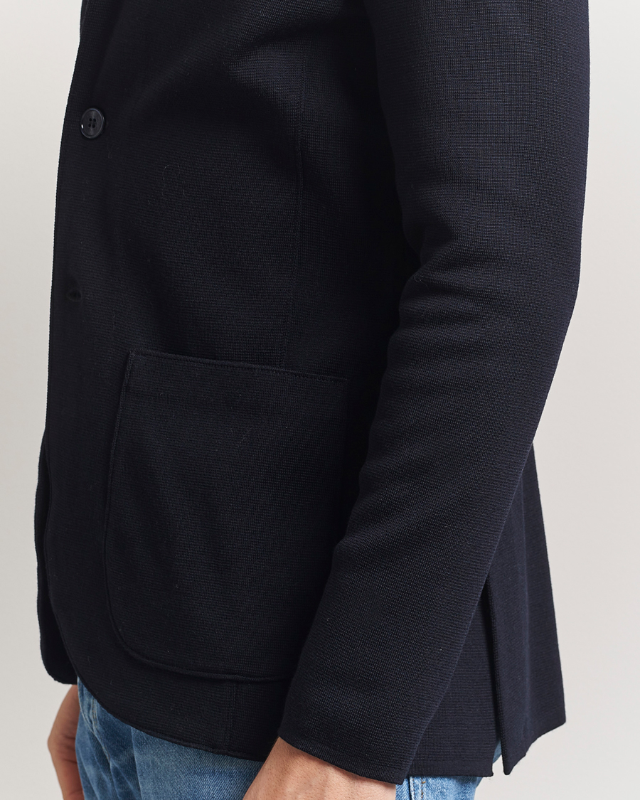 Hombres | Blazers | Stenströms | Milano Knitted Merino Blazer Navy