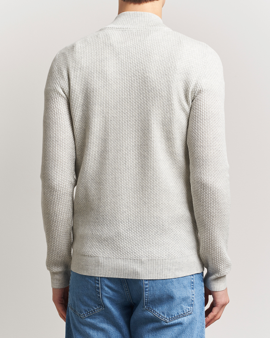 Hombres | Jerséis y prendas de punto | Stenströms | Knitted Textured Half-Zip Grey