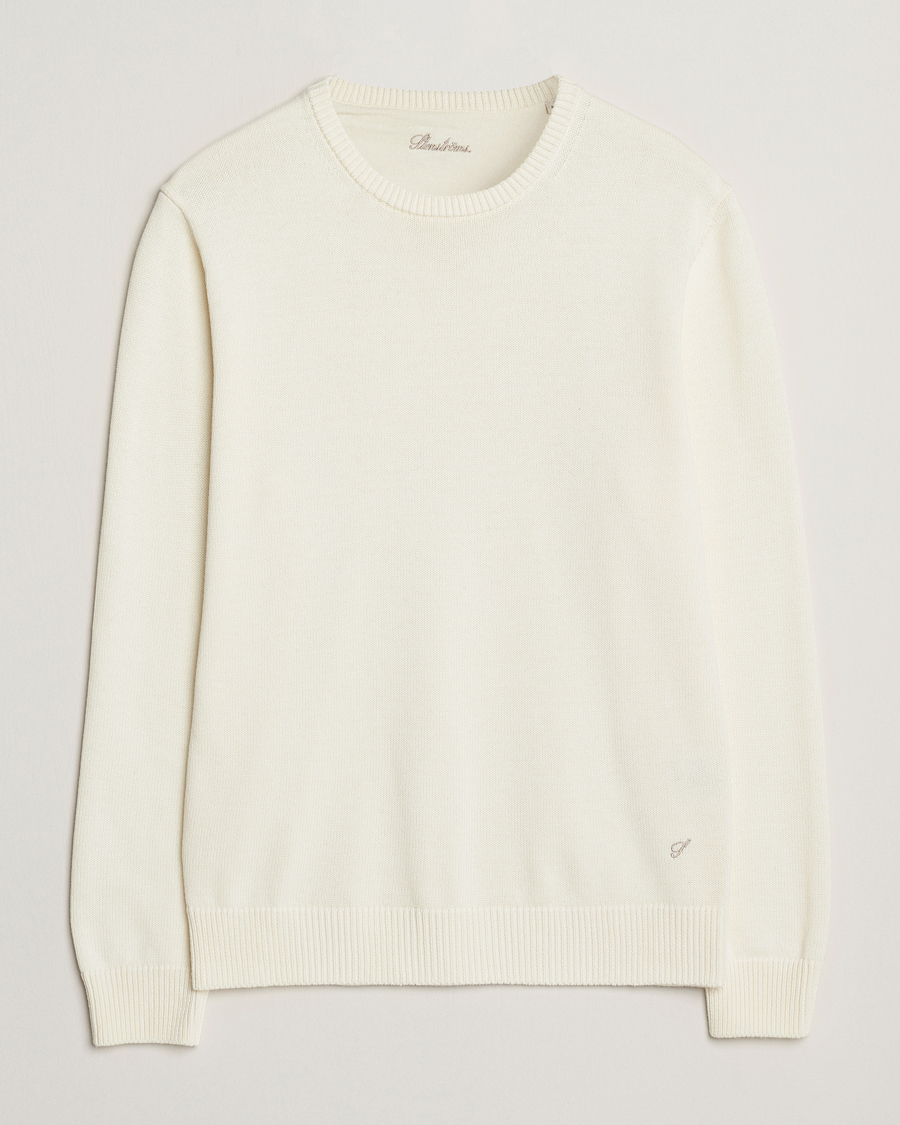 Hombres | Jerséis y prendas de punto | Stenströms | Organic Cotton Knitted Sweater White