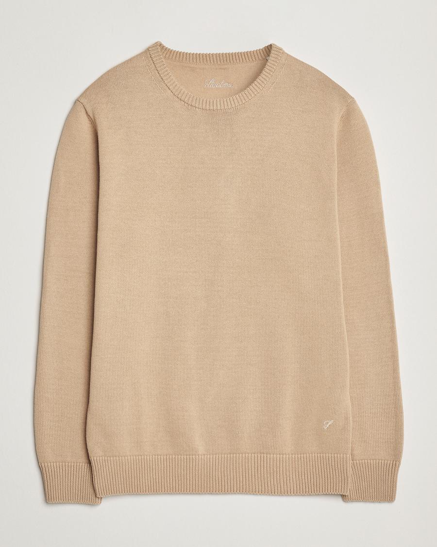 Hombres | Jerséis y prendas de punto | Stenströms | Organic Cotton Knitted Sweater Beige