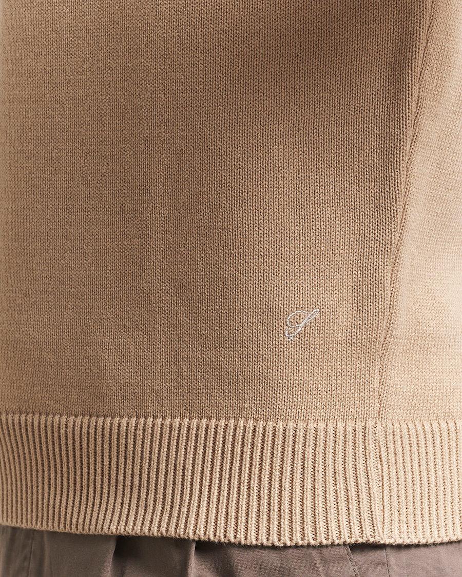 Hombres | Jerséis y prendas de punto | Stenströms | Organic Cotton Knitted Sweater Beige