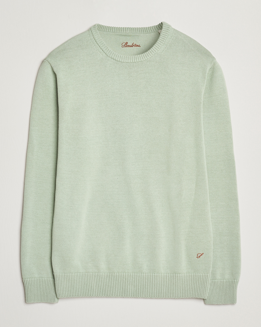 Hombres | Jerséis y prendas de punto | Stenströms | Organic Cotton Knitted Sweater Mint Green