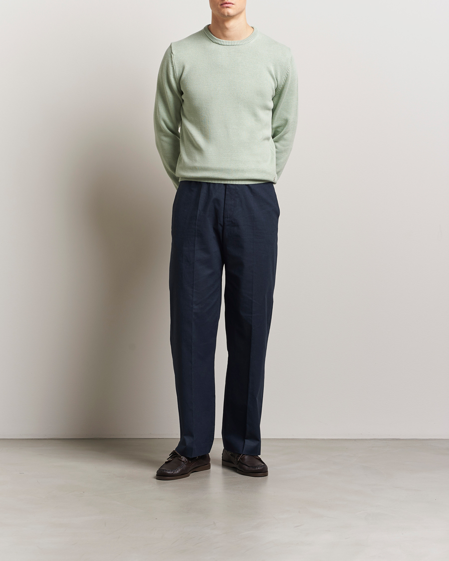 Hombres | Jerséis y prendas de punto | Stenströms | Organic Cotton Knitted Sweater Mint Green