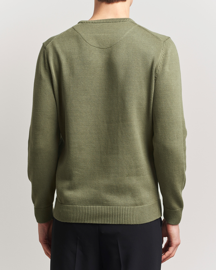 Hombres | Jerséis y prendas de punto | Stenströms | Organic Cotton Knitted Sweater Olive