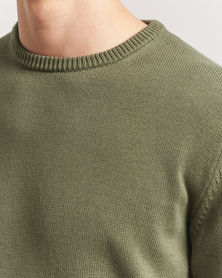 Hombres | Jerséis y prendas de punto | Stenströms | Organic Cotton Knitted Sweater Olive