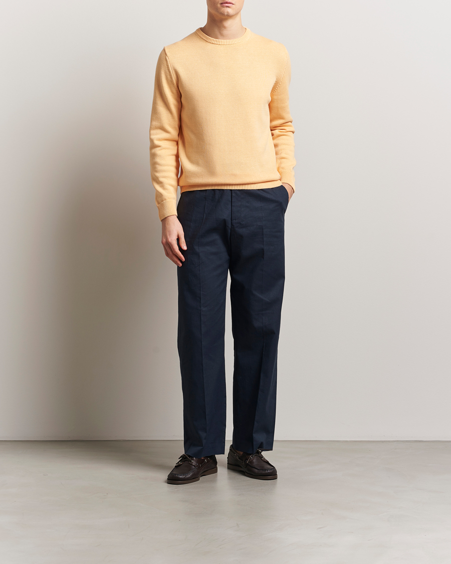 Hombres | Jerséis y prendas de punto | Stenströms | Organic Cotton Knitted Sweater Orange