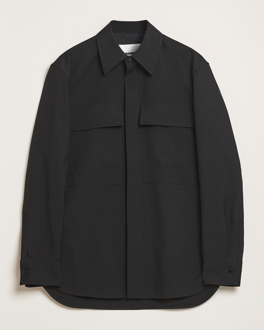 Hombres | Camisas | Jil Sander | Double Pocket Gabardine Overshirt Black