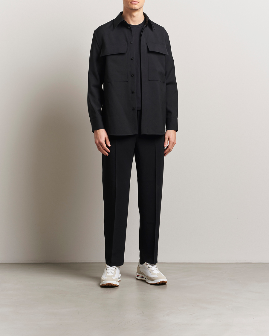 Hombres | Camisas | Jil Sander | Double Pocket Gabardine Overshirt Black