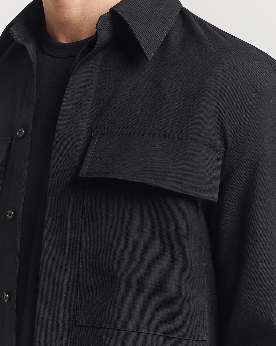 Hombres | Camisas | Jil Sander | Double Pocket Gabardine Overshirt Black