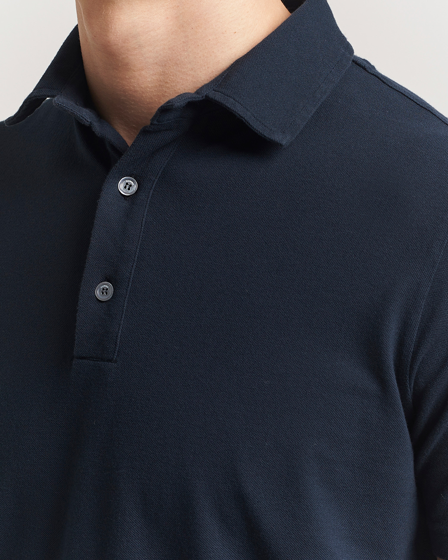 Hombres | Polos | Zanone | Soft Cotton Piquet Polo Navy