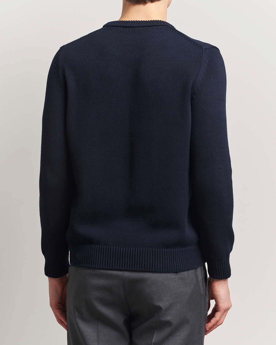 Hombres | Jerséis y prendas de punto | Zanone | Soft Cotton Crewneck Sweater Navy