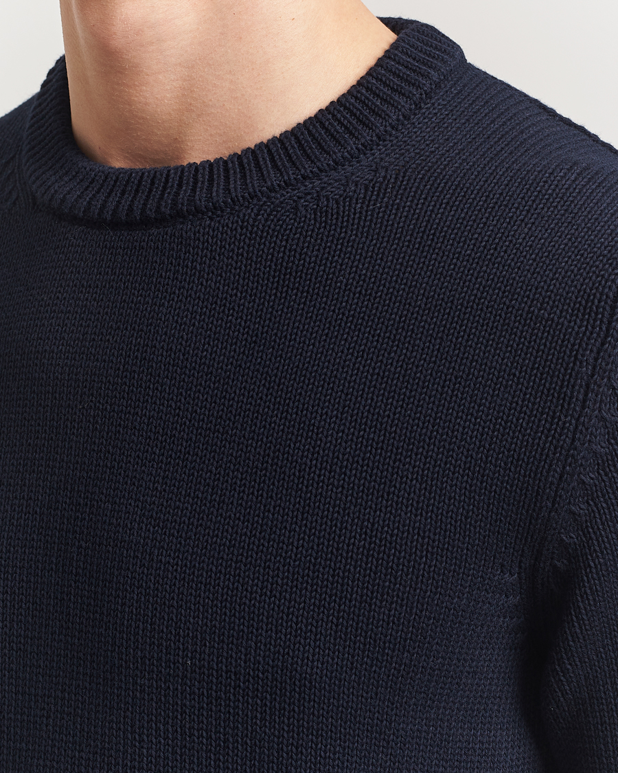 Hombres | Jerséis y prendas de punto | Zanone | Soft Cotton Crewneck Sweater Navy