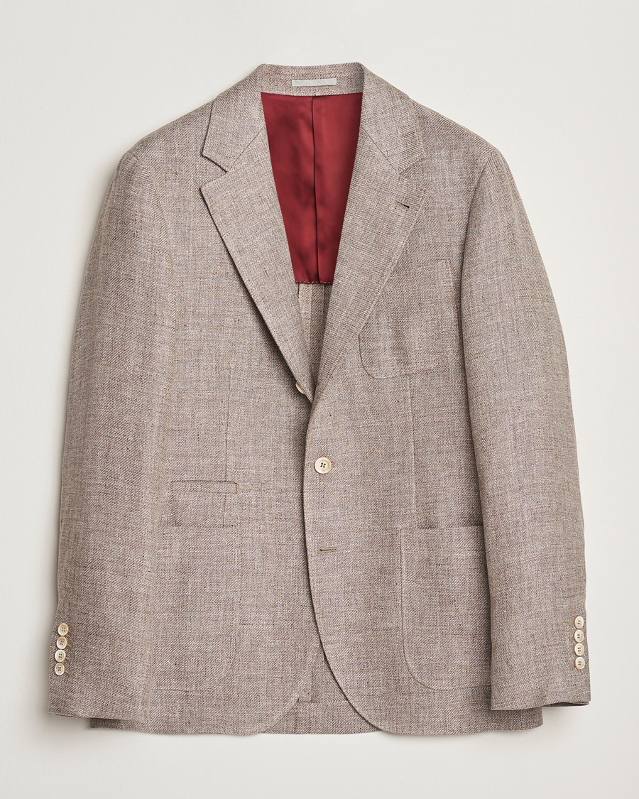 Hombres | Blazers | Brunello Cucinelli | Single Breasted Linen Blend Twill Blazer Beige