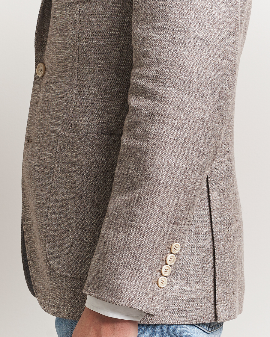 Hombres | Blazers | Brunello Cucinelli | Single Breasted Linen Blend Twill Blazer Beige