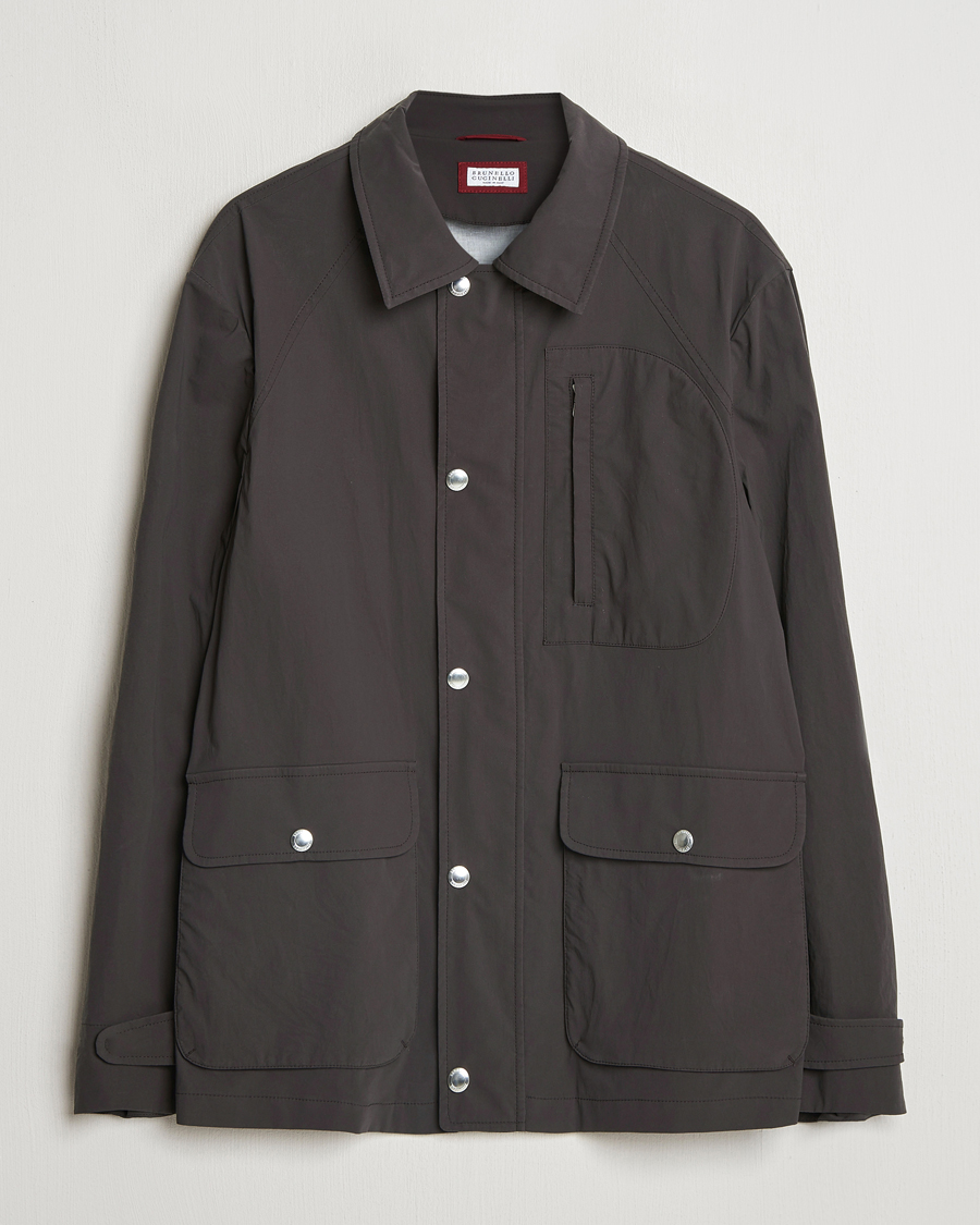 Hombres | Abrigos y chaquetas | Brunello Cucinelli | Peach Cotton Field Jacket Dark Brown