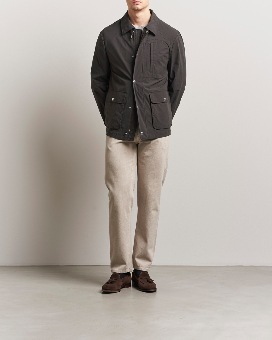 Hombres | Abrigos y chaquetas | Brunello Cucinelli | Peach Cotton Field Jacket Dark Brown