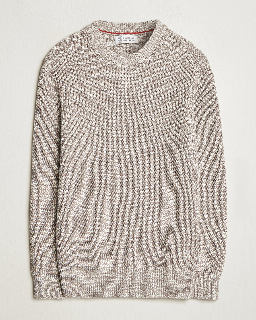 Hombres | Jerséis y prendas de punto | Brunello Cucinelli | Melange Rib Sweater Beige