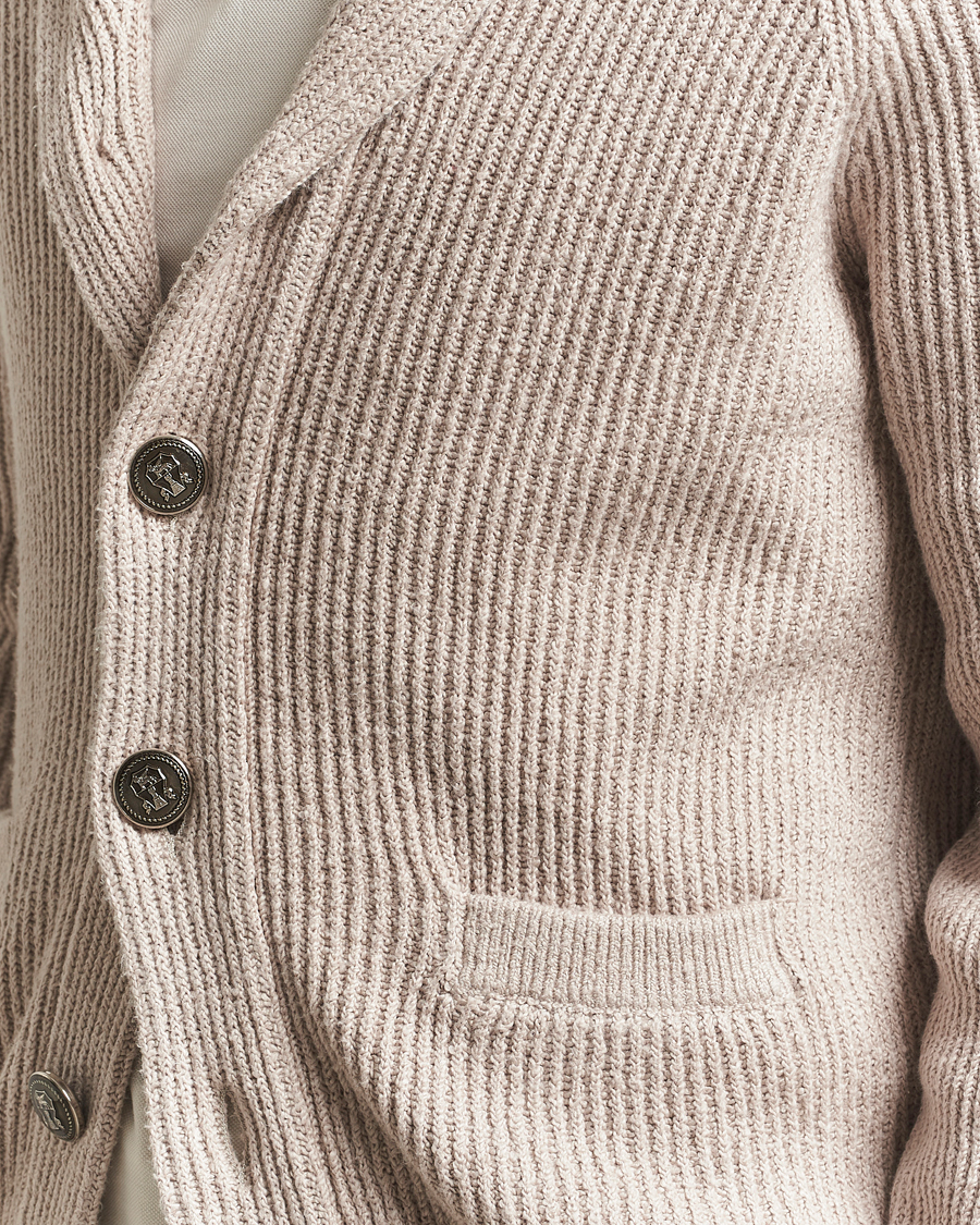 Hombres | Jerséis y prendas de punto | Brunello Cucinelli | Heavy Rib Shawl Cardigan Beige