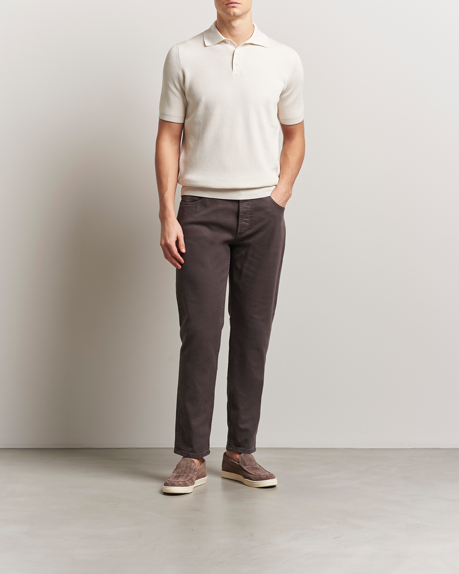 Hombres | Polos | Brunello Cucinelli | Cotton Rib Knitted Polo Off White