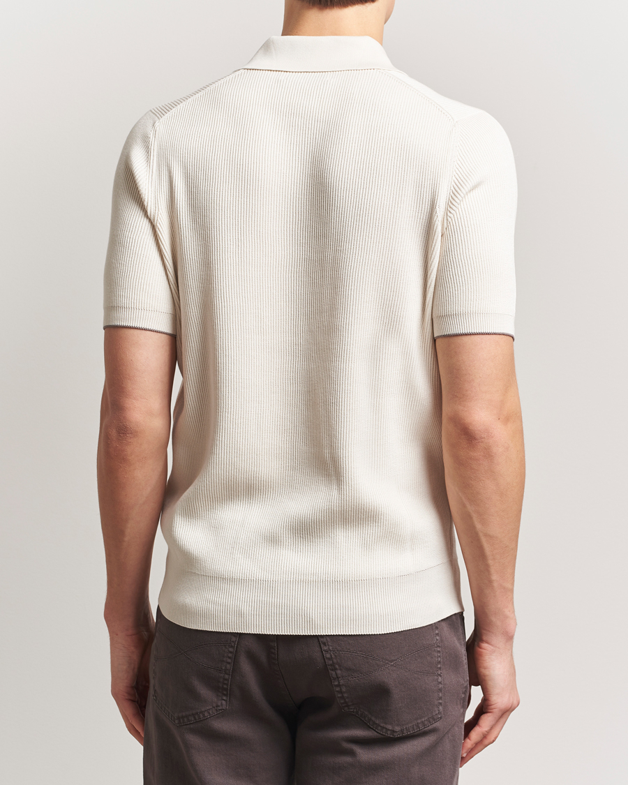 Hombres | Polos | Brunello Cucinelli | Cotton Rib Knitted Polo Off White