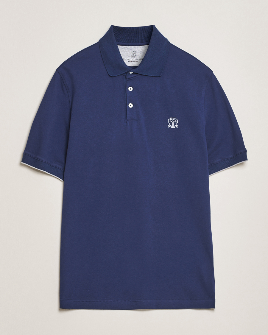 Hombres | Polos | Brunello Cucinelli | Short Sleeve Logo Polo Navy