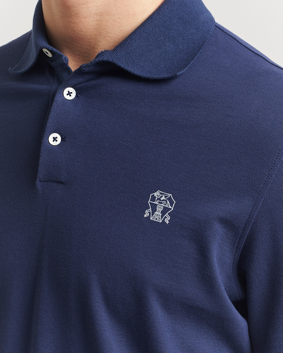 Hombres | Polos | Brunello Cucinelli | Short Sleeve Logo Polo Navy