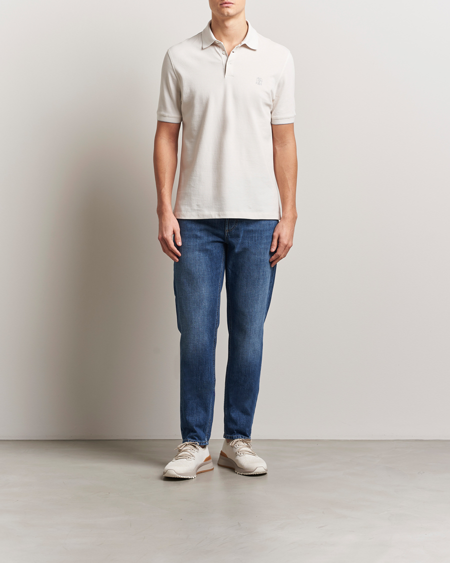 Hombres | Polos | Brunello Cucinelli | Short Sleeve Logo Polo Off White