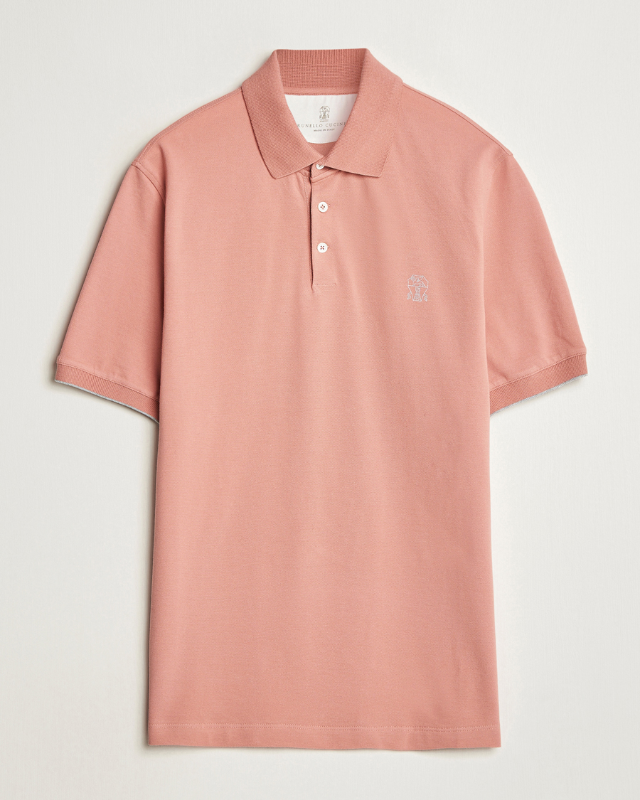 Hombres | Polos | Brunello Cucinelli | Short Sleeve Logo Polo Dusty Red