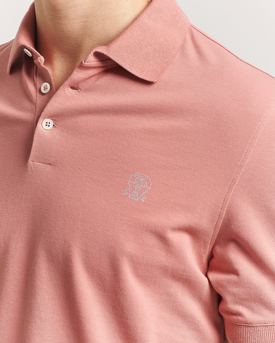 Hombres | Polos | Brunello Cucinelli | Short Sleeve Logo Polo Dusty Red