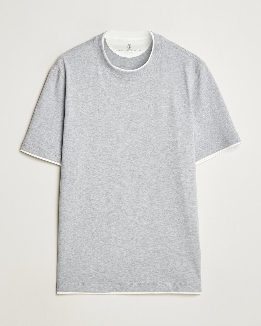 Hombres | Camisetas | Brunello Cucinelli | Short Sleeve Contrast T-Shirt Heather Grey