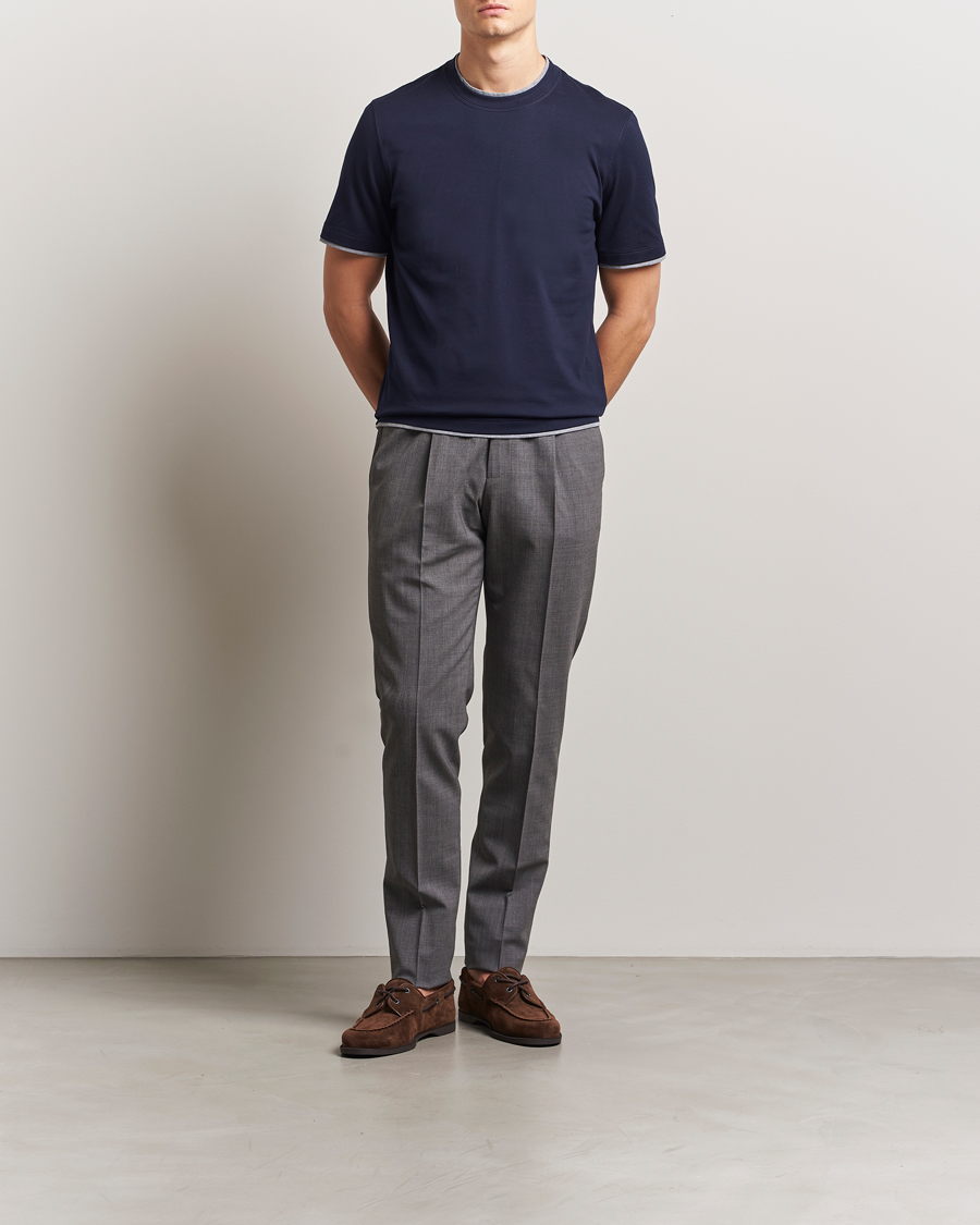 Hombres | Camisetas | Brunello Cucinelli | Short Sleeve Contrast T-Shirt Navy