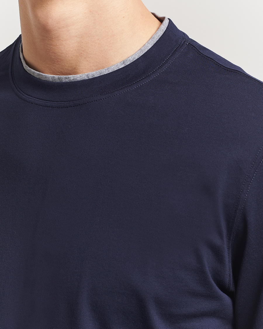 Hombres | Camisetas | Brunello Cucinelli | Short Sleeve Contrast T-Shirt Navy