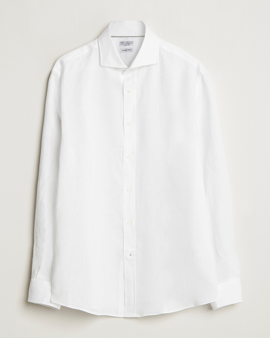 Hombres | Camisas | Brunello Cucinelli | Easy Fit Linen Shirt White