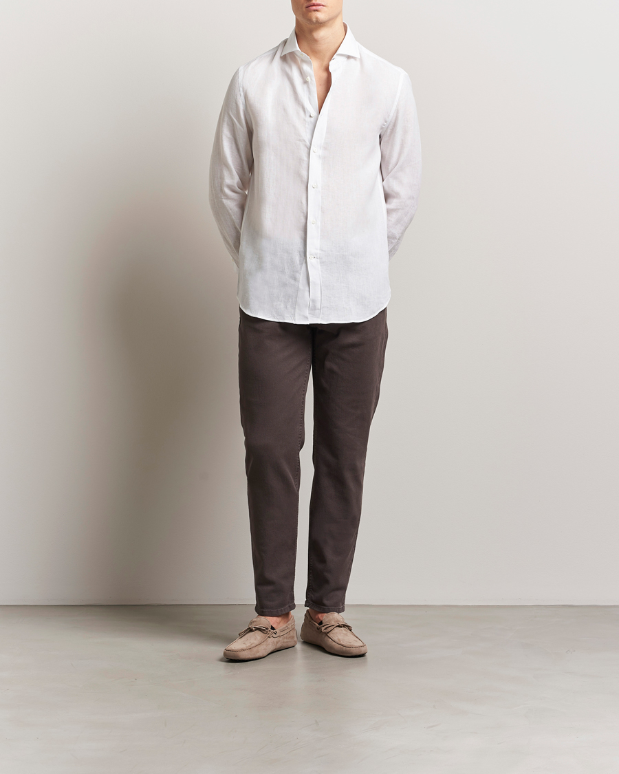 Hombres | Camisas | Brunello Cucinelli | Easy Fit Linen Shirt White