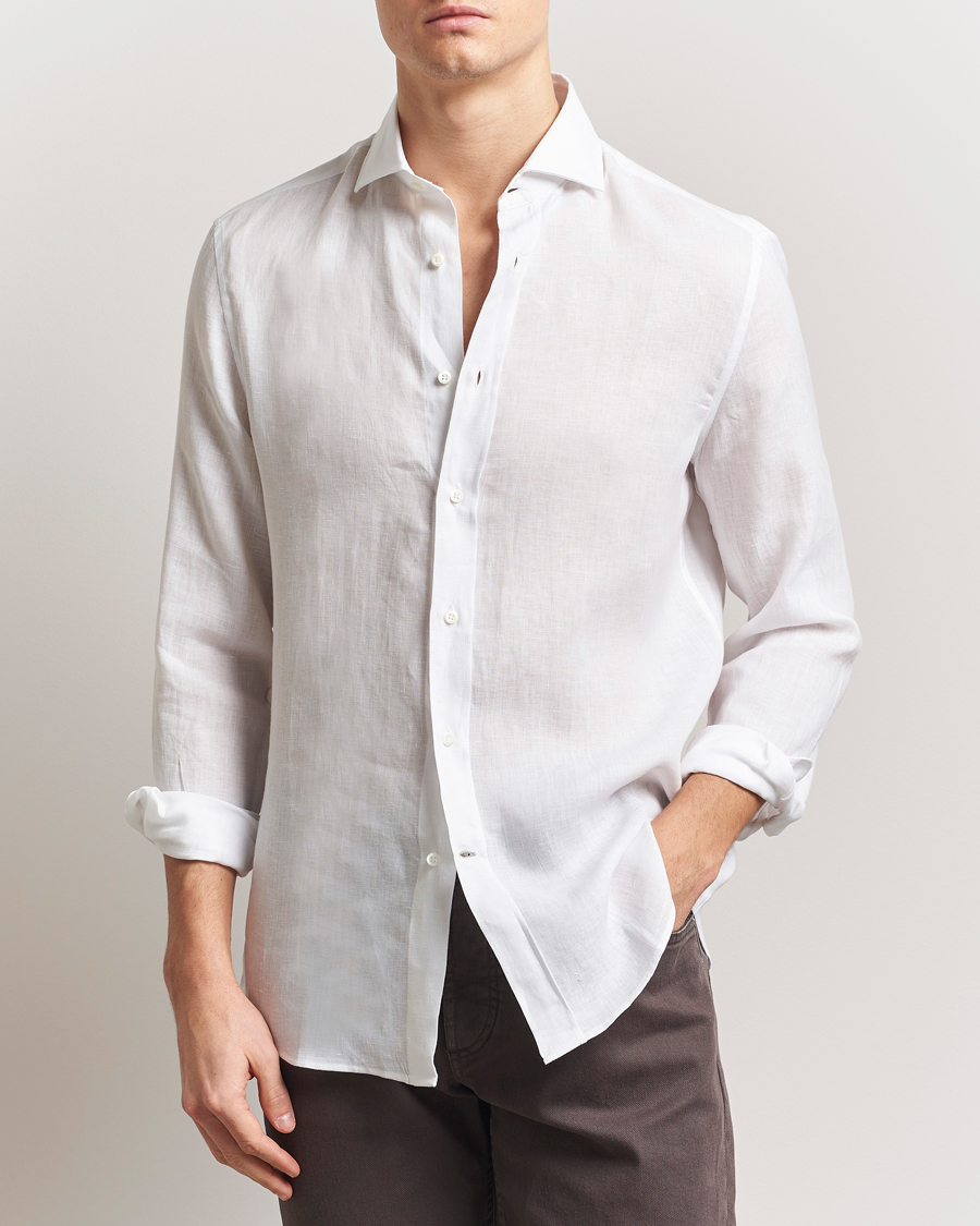 Hombres | Camisas | Brunello Cucinelli | Easy Fit Linen Shirt White